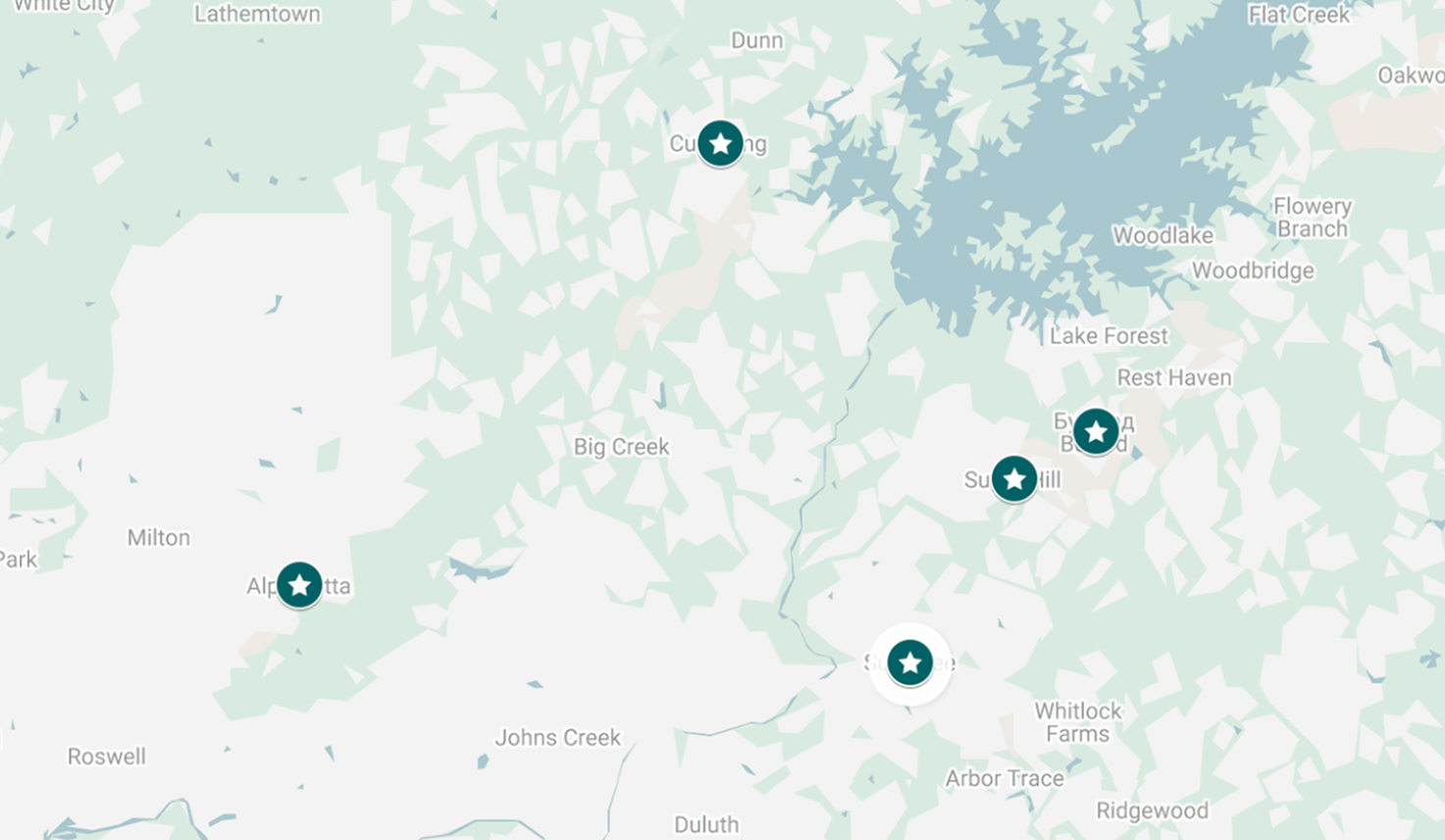 Map of primary service areas in North Metro Atlanta