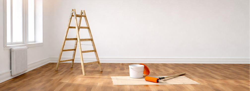 Interior room prepared for painting